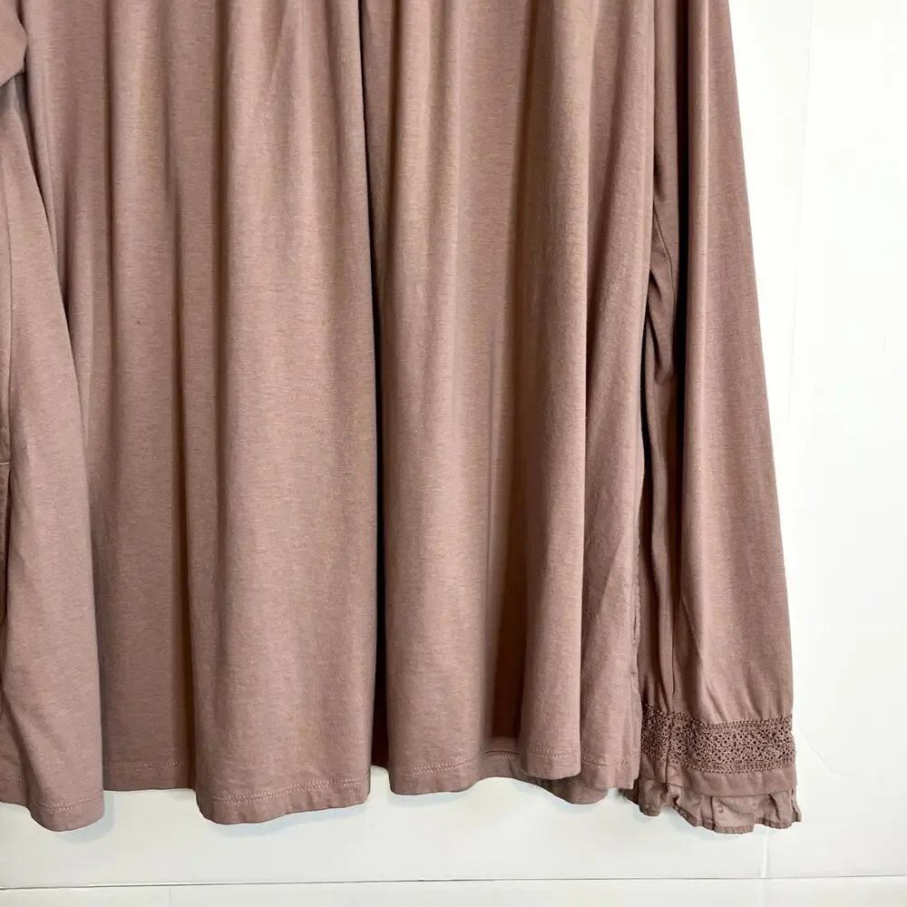 LOGO by Lori Goldstein Cotton Modal Top with Swiss Dot Details Mauve Womens Med - Picture 9 of 13